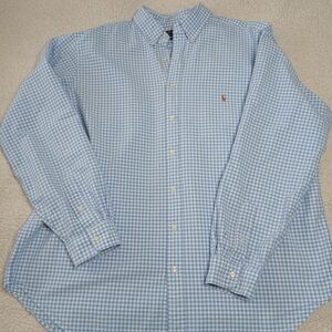 Polo Ralph Lauren Gingham Button Down Shirt 2XLT Big Tall Blue